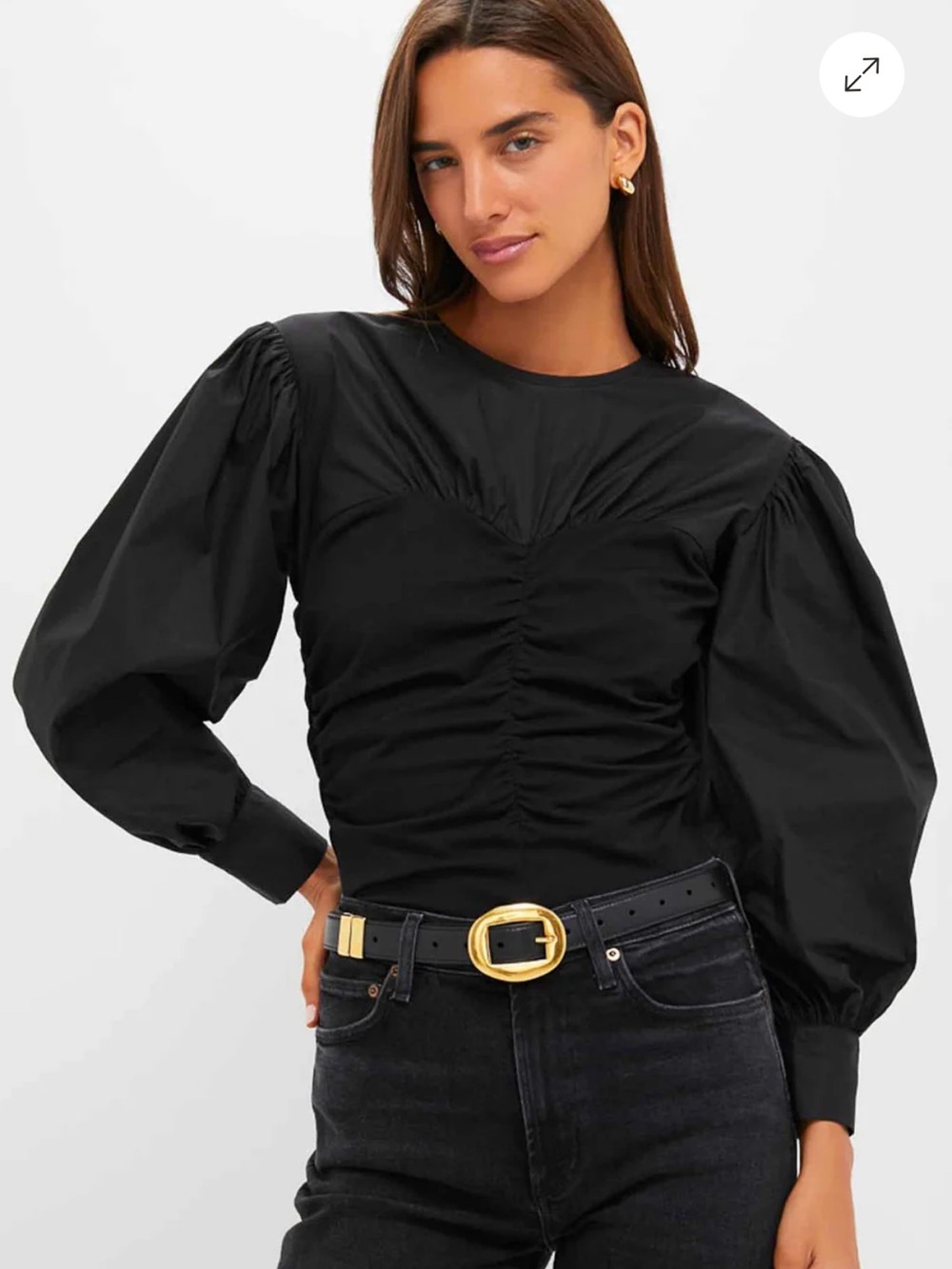 Tuckernuck Hyacinth House Black Ruched Puff-Sleeve Top - Women. NWT
